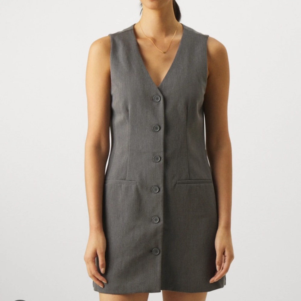 Grey button up mini dress